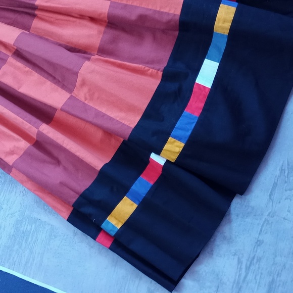 Vintage Michel Harcourt Paris Women's Skirt Orange Block Pattern - Picture 4 of 11